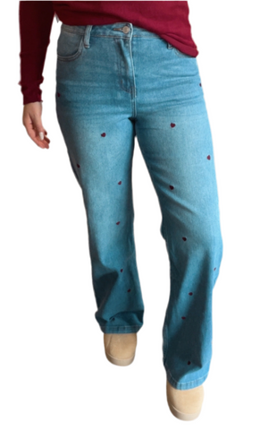 Jeans Ha44riet middleblue/darkred hearts (XS-XXL)