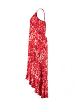 Laden Sie das Bild in den Galerie-Viewer, Kleid mit Blumenprint rot Gr.XL