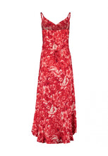 Laden Sie das Bild in den Galerie-Viewer, Kleid mit Blumenprint rot Gr.XL