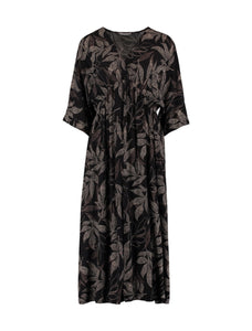 Midi-Kleid Li44u black leaf (XS-XXL)