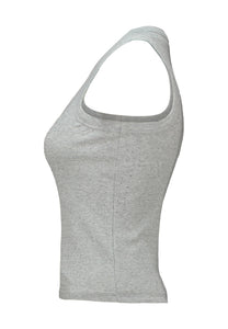 Ripp-Top Ma44rcella grau Strass (XS-XXL)