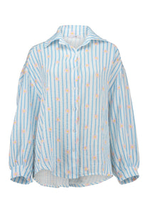 Musselinbluse Le44ony blue stripe (XS-XXL)