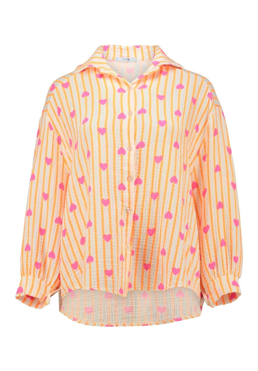 Musselinbluse Le44ony yellow stripe (XS-XXL)