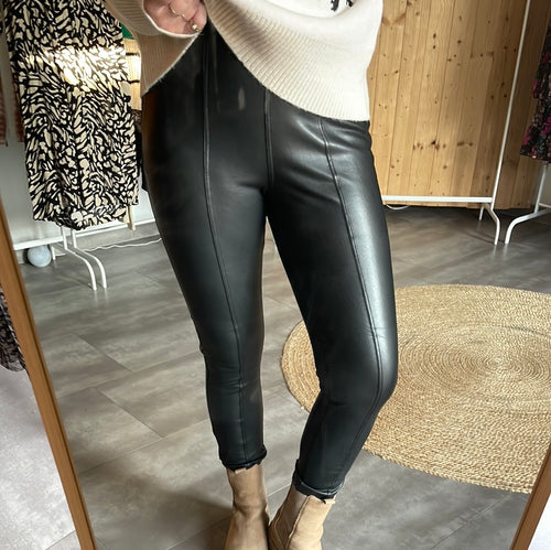 Fake-Leder-Pants black BROADWAY NYC Fashion (warm gefüttert)