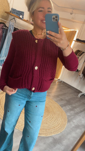 Strick-Weste Be44lla burgundy (XS/S-L/XL)
