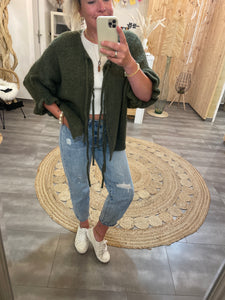 Cardigan zum binden 3/4 (sonnengelb, Khaki, beige)