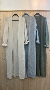 Long-Cardigan (beige, Khaki, grau)