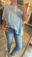 Bluse onesize hell- o. mittelblau
