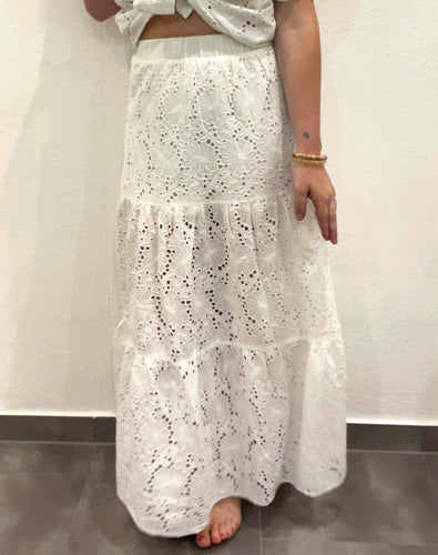 Rock mit Lochstickerei 2260 brillant white  BROADWAY Fashion Gr L & XL