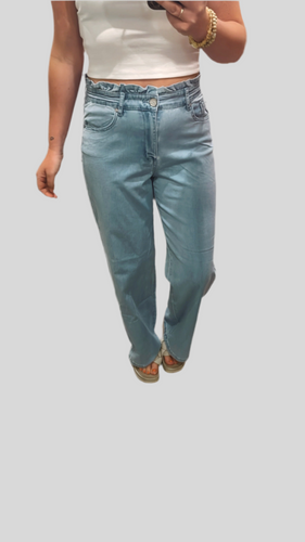 Ruffled Wide Leg light denim BUENA VISTA