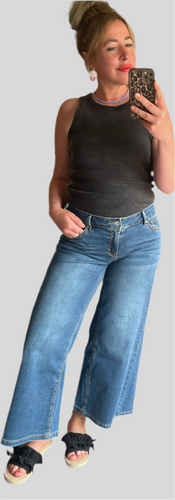 Jeans Italy Palazzo light denim  mit stone BUENA VISTA