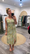 Midi-Kleid Ri44sa khaki paisley (XS & S ) figurbetont
