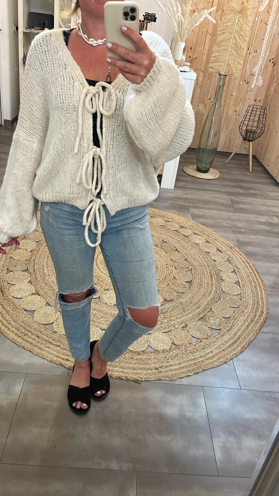 Cardigan zum binden beige