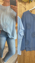 Laden Sie das Bild in den Galerie-Viewer, Bluse onesize hell- o. mittelblau