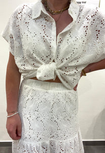 Bluse mit Lochstickerei brillant white 2260 BROADWAY Fashion Gr XL