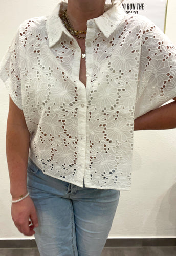 Bluse mit Lochstickerei brillant white 2260 BROADWAY Fashion Gr XL