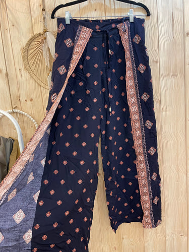 Hose mit Ornamenten in Navy Gr XS